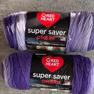 Red Heart super saver ombré 
Size 10 oz each
Color: Violet
